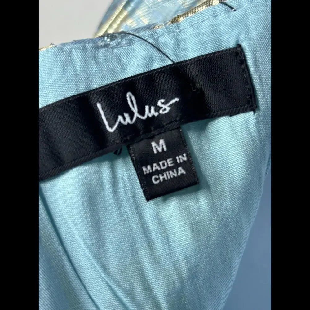 NWT Lulu's Women's Sz M Blue Hoco Mini Dress w/ Metallic Detail (1583) - Picture 5 of 5